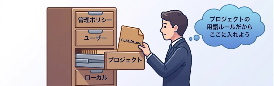 CLAUDE.mdを適切な場所に格納するイメージ