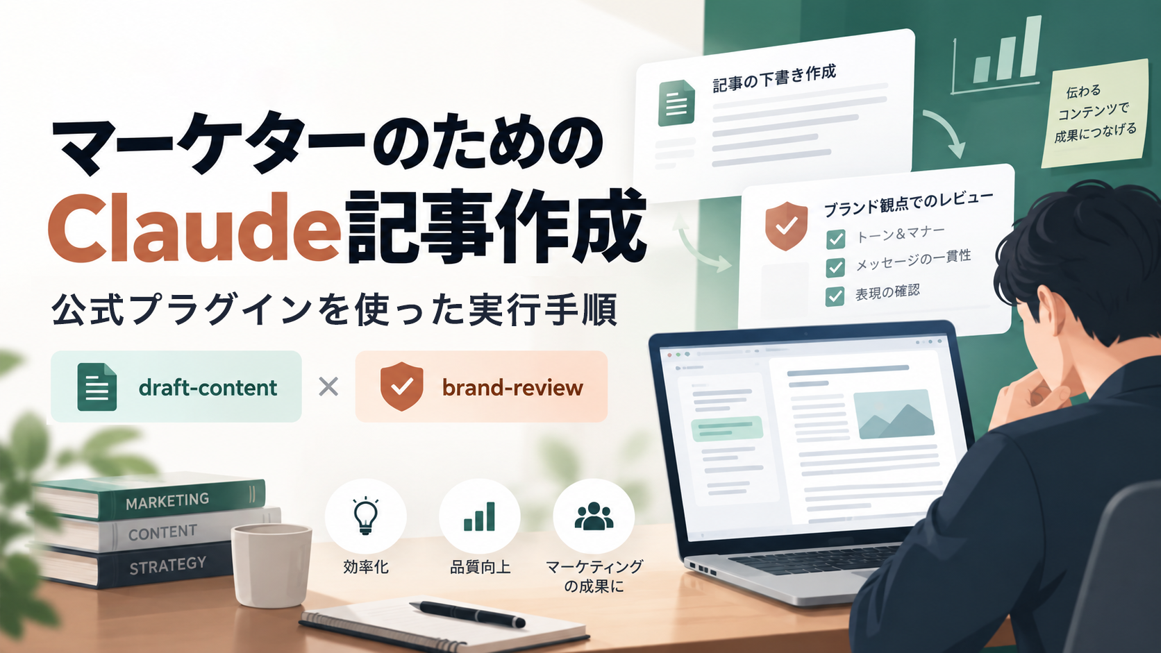 マーケターのためのClaude記事作成｜公式プラグインdraft-content・brand-reviewの使い方と実行手順