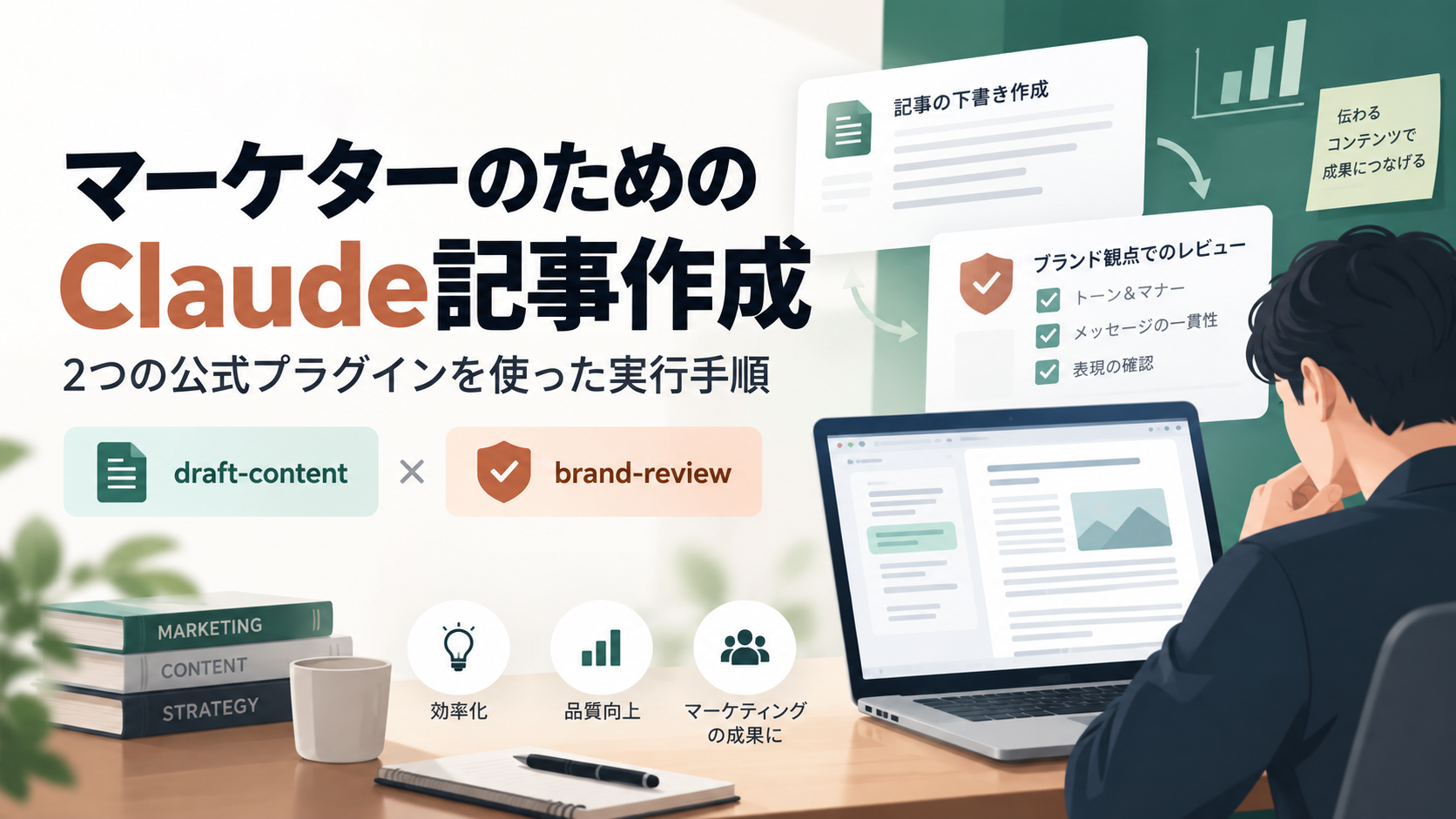 マーケターのためのClaude記事作成｜2つの公式プラグインdraft-content・brand-reviewの使い方と実行手順
